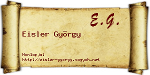 Eisler György névjegykártya